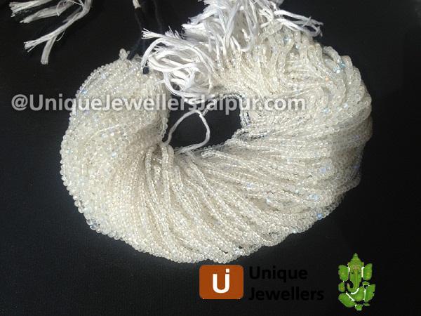 White Rainbow Micro Faceted Roundelle Beads